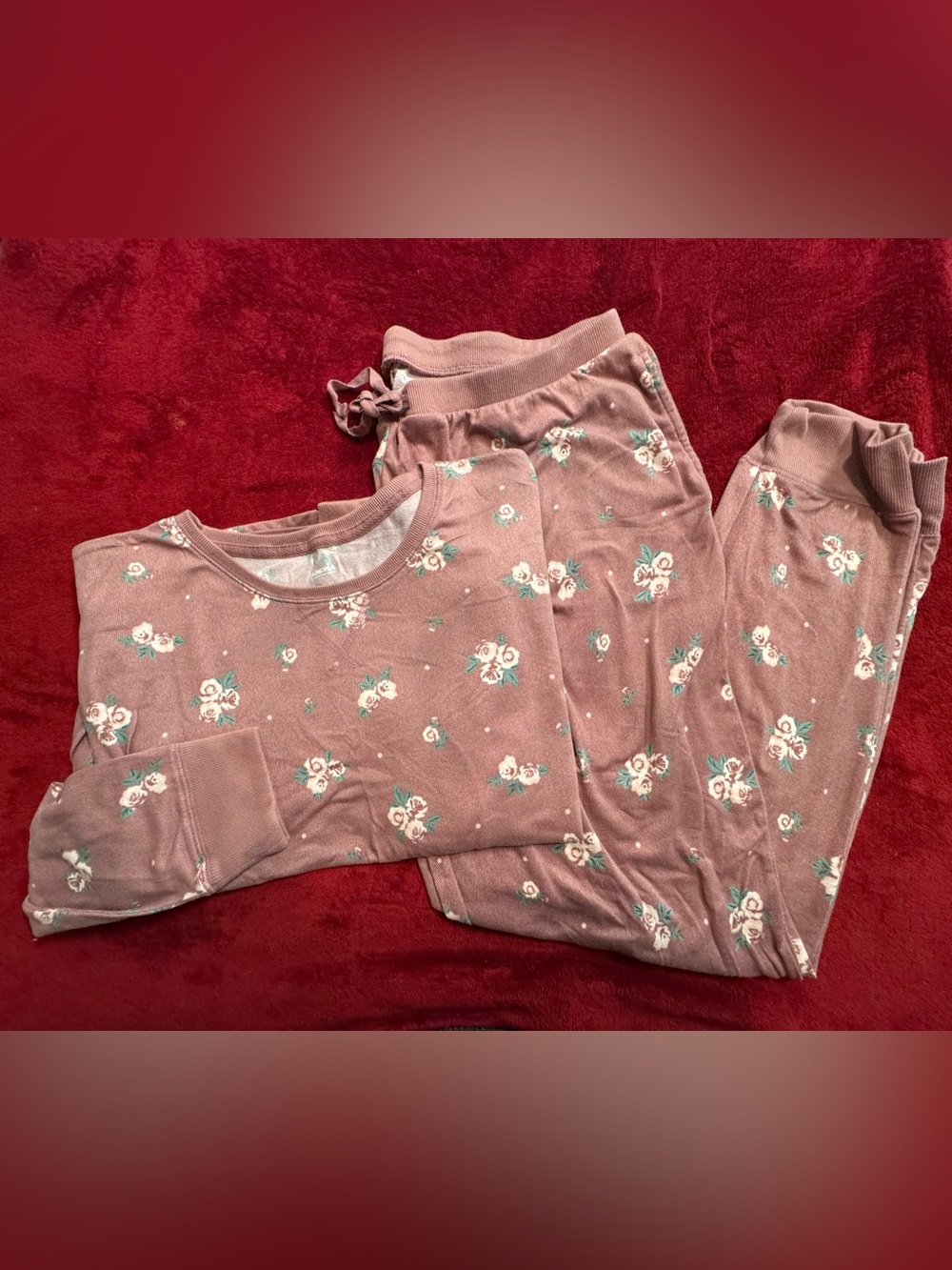 Sonoma Dusty Mauve Floral Long-Sleeve Pajama Set